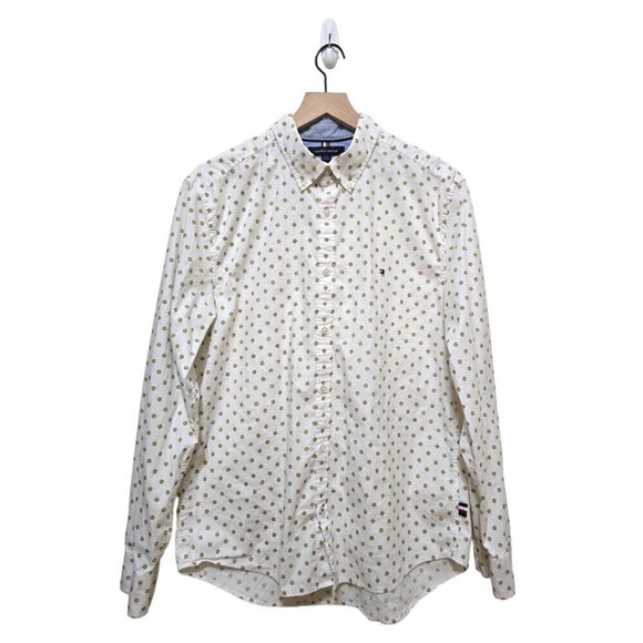 Tommy Hilfiger Medallion Print Slim Fit Long Sleeve Casual Button Down Sz L - Picture 1 of 11